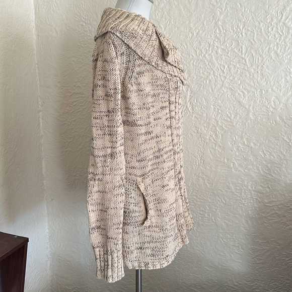 Anthropologie Yellow Bird Beige Cream Marled Knit Wrap Crossover Sweater Small - Picture 7 of 11